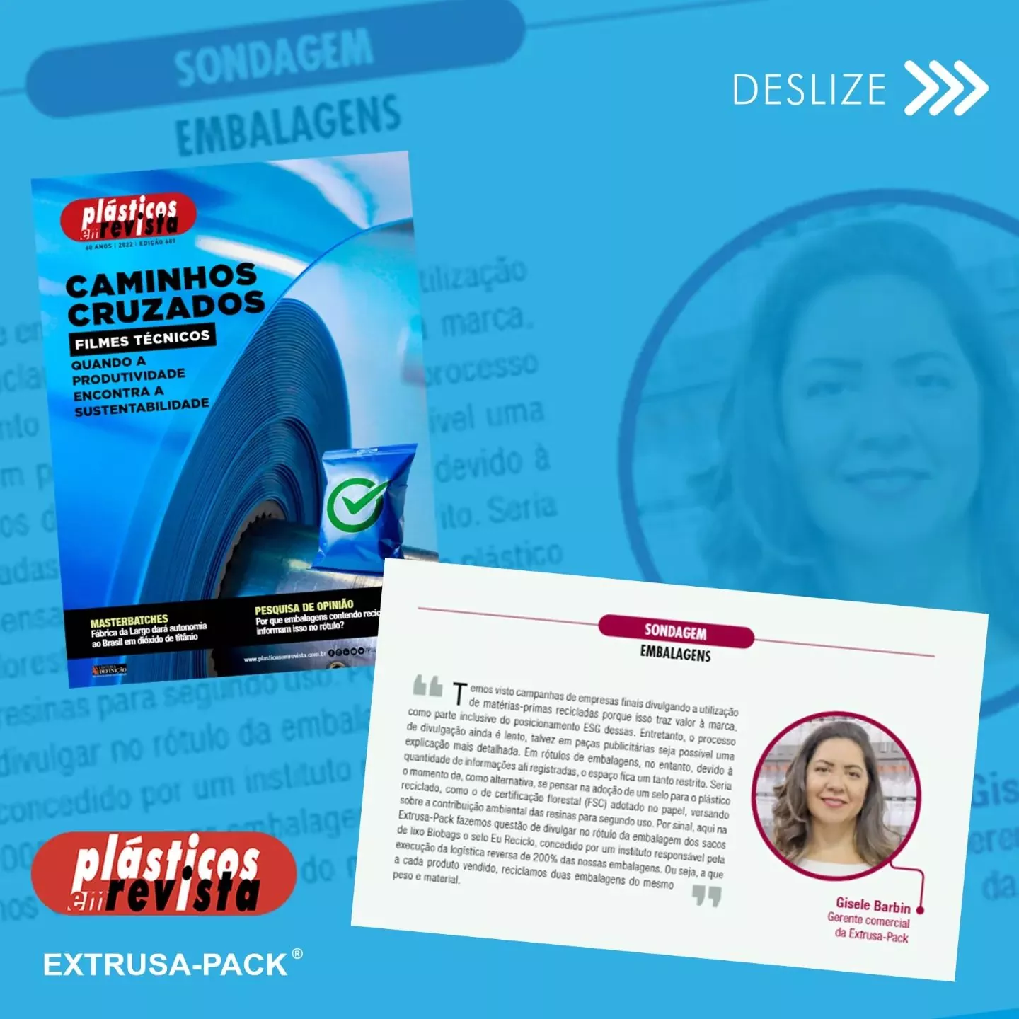EXTRUSA PACK NA PLÁSTICO EM REVISTA EDIÇÃO DE J
