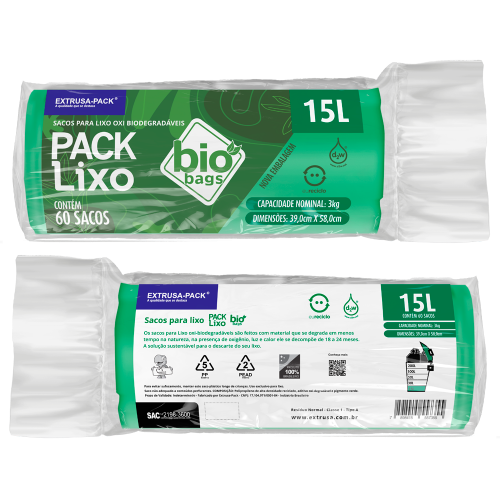 SACO PARA LIXO PACK LIXO  BIO BAGS BIODEGRADÁVEL VERDE